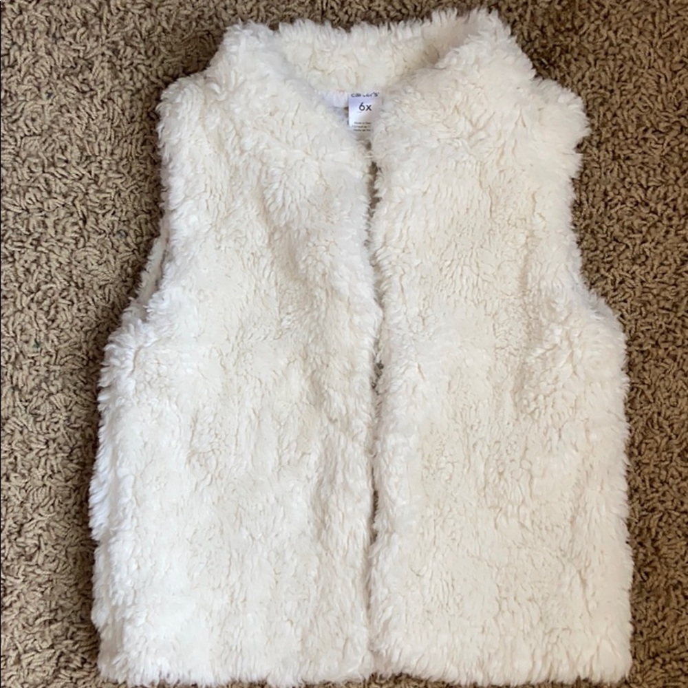 Carter’s Ivory Cream Faux Fur Vest 6X